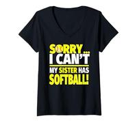 Mujer Lo Siento, mi Hermana Tiene softbol - Hermano Divertido de softbol Camiseta Cuello V