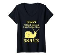 Mujer Lo siento, no estaba escuchando Estaba pensando en caracoles Gracioso Camiseta Cuello V