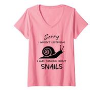 Mujer Lo siento, no estaba escuchando Estaba pensando en el humor de caracoles Camiseta Cuello V