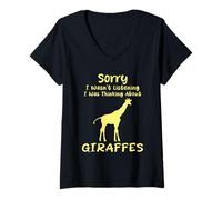 Mujer Lo Siento, no Estaba Escuchando Estaba Pensando en el Humor de Las Jirafas Camiseta Cuello V