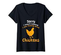 Mujer Lo Siento, no Estaba Escuchando, Estaba Pensando en el Humor de los Pollos Camiseta Cuello V