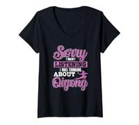 Mujer Lo Siento, no Estaba Escuchando, Estaba Pensando en Qigong Camiseta Cuello V