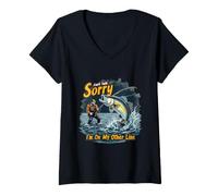 Mujer Lo Siento, no Puedo Hablar, Humor de Pesca para Pescadores al Aire Libre Camiseta Cuello V