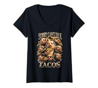 Mujer Lo Siento, no Puedo Hablar Tacos John Pork Funny Camiseta Cuello V