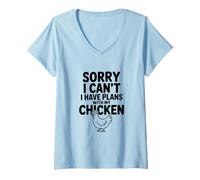 Mujer Lo Siento, no Puedo Tener Planes con mi Humor de Pollo Camiseta Cuello V