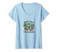 Mujer Lo Siento, no Puedo, Tengo Plantas, Humor Divertido de Plantas de Interior Camiseta Cuello V