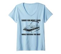 Mujer Lo Siento por lo Que Dije Cuando Estaba pegando el Barco Divertido Meme Camiseta Cuello V