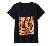 Mujer Lo Siento si Estoy de Mal Humor, Estoy en mis terribles 20 - Groovy Retro Camiseta Cuello V