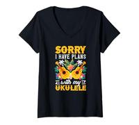 Mujer Lo Siento, Tengo Planes con mi Ukelele Divertido músico Camiseta Cuello V