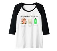 Mujer Lo Siento, Tengo Planes Quédate en casa Cancelar Planes Salud Mental Camiseta Manga Raglan