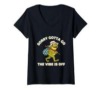 Mujer Lo Siento, Tengo Que IR El Ambiente está Apagado Retro Frog Camiseta Cuello V