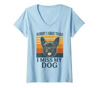 Mujer Lo Siento, Tengo Que IR, extraño a mi Perro Frenchie Retro Camiseta Cuello V