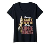 Mujer Lo Siento Uso Raíces Chinas De Tradición Camiseta Cuello V