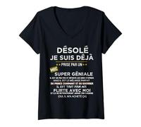 Mujer Lo Siento Yo Estoy Tomada por Un Chico Super Genio Camiseta Cuello V