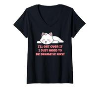 Mujer Lo superaré, Solo Necesito ser dramático, el Primer Gato Divertido Camiseta Cuello V
