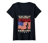 Mujer Lo único Que Amo más Que ser Veterano es papá Camiseta Cuello V
