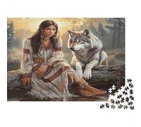 Mujer Loba Bosque Puzzle 1000 Piezas Papel Reciclado para Adultos Puzzle para Adultos Juego Educativo para descompresión Juego Familiar Divertido Excelente Idea de Regalo 52x38cm/1000pcs