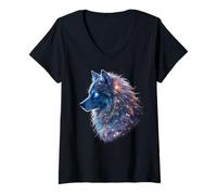 Mujer Lobo del Espíritu Camiseta Cuello V