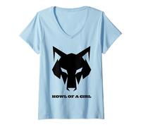 Mujer Lobo Divertido Howl of a Girl para Mujeres o niñas Camiseta Cuello V