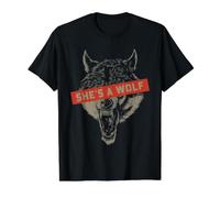 Mujer Lobo Ella es un Lobo Cita Mujeres Camiseta gráfica económica, Hombre, Negro, M