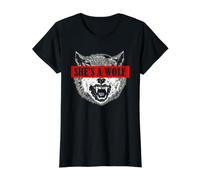 Mujer Lobo Ella es un Lobo Cita Mujeres Camiseta gráfica económica, Mujer, Negro, S