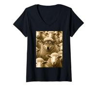 Mujer Lobo en piel de oveja Camiseta Cuello V