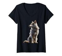 Mujer Lobo Motivo Me Encantan los Lobos Manada de Lobos Perro Camiseta Cuello V