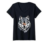 Mujer Lobo Motivo Me Encantan los Lobos Manada de Lobos Perro Camiseta Cuello V