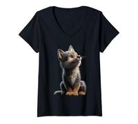 Mujer Lobo Motivo Me Encantan los Lobos Manada de Lobos Perro Camiseta Cuello V