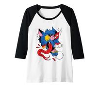 Mujer Lobo trippy psicodélico y arte del tercer ojo Camiseta Manga Raglan