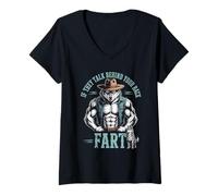 Mujer Lobo Vaquero sarcástico Diciendo si Hablan Pedos Mujeres Hombres Camiseta Cuello V