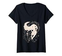 Mujer Lobos Celestiales Constelación Arte Cósmico Espiritual Lobo Camiseta Cuello V