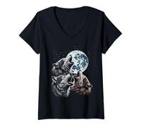 Mujer Lobos Luna Maldita Aullido Divertido Lobo Meme Parodia Hombres Mujeres Niño Camiseta Cuello V