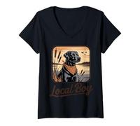 Mujer Local Boy Labrador Caza Perro Pato Caza Camiseta Cuello V