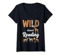 Mujer Locos por Leer Safari School Spirit Camiseta Cuello V