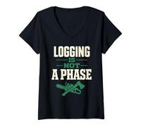 Mujer Logger for Life Logging El Registro de Estilo de Vida no es una Fase Camiseta Cuello V