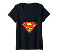 Mujer Logotipo clásico legendario de Superman Camiseta Cuello V