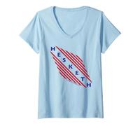 Mujer Logotipo de Hesketh Racing, campeón del Mundo, con Franjas Retro limpias Camiseta Cuello V