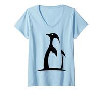 Mujer Logotipo de pingüino Camiseta Cuello V