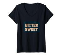 Mujer Logotipo de Pretty Bitter Sweet Camiseta Cuello V