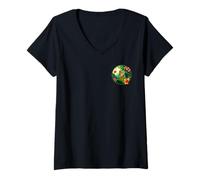 Mujer Logotipo de rana de árbol de ojos rojos Camiseta Cuello V