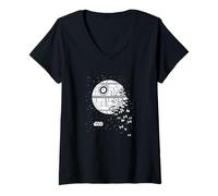 Mujer Logotipo de Star Wars Death Star Breaking Up Spaceship Murmuration Camiseta Cuello V