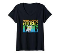 Mujer Logotipo digital del arcoíris de George Clinton Atomic Camiseta Cuello V