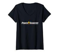Mujer Logotipo Lightning Bolt de Mighty Morphin Power Rangers Camiseta Cuello V