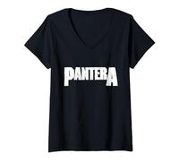 Mujer Logotipo oficial de Pantera Blanco Camiseta Cuello V