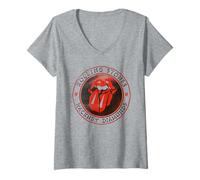 Mujer Logotipo Oficial de The Rolling Stones HD Circle Camiseta Cuello V