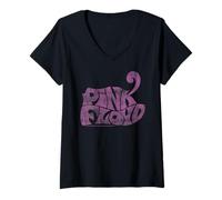 Mujer Logotipo psicodélico Retro Pink Floyd Vintage Camiseta Cuello V