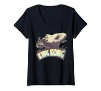 Mujer Logotipo Retro de King Kong Skull Island MonsterVerse Classic Movie Camiseta Cuello V