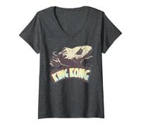 Mujer Logotipo Retro de la película clásica de King Kong Skull Island MonsterVerse Camiseta Cuello V