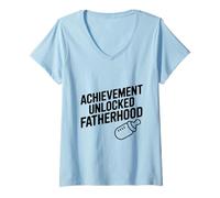 Mujer Logro Paternidad Desbloqueado Sube de Nivel Papá Humor Camiseta Cuello V